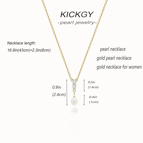 Pearl Necklaces for Women Trendy,Dainty Pearl Pendant Necklace | 14k Gold Plated Elegant Pearl Necklace,Simple Pearl Pendant,Dainty Gold Jewelry,Waterproof Summer Bridal Wedding Accessories - color: GOLD-8