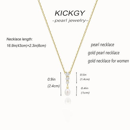 Pearl Necklaces for Women Trendy,Dainty Pearl Pendant Necklace | 14k Gold Plated Elegant Pearl Necklace,Simple Pearl Pendant,Dainty Gold Jewelry,Waterproof Summer Bridal Wedding Accessories - color: GOLD-8