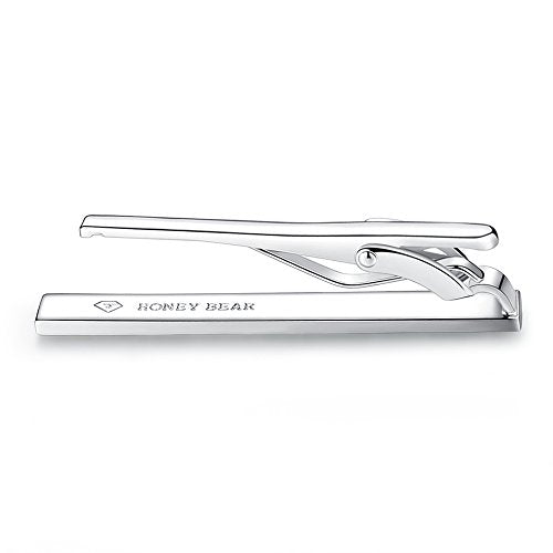 HONEY BEAR 5cm/5.4cm/6cm Mens Tie Clip Bar for Normal Size Steel Business Wedding Gift 1.97"/2.12"/2.36" - style: 5cm Shinny Silver