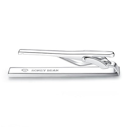 HONEY BEAR 5cm/5.4cm/6cm Mens Tie Clip Bar for Normal Size Steel Business Wedding Gift 1.97"/2.12"/2.36" - style: 5cm Shinny Silver