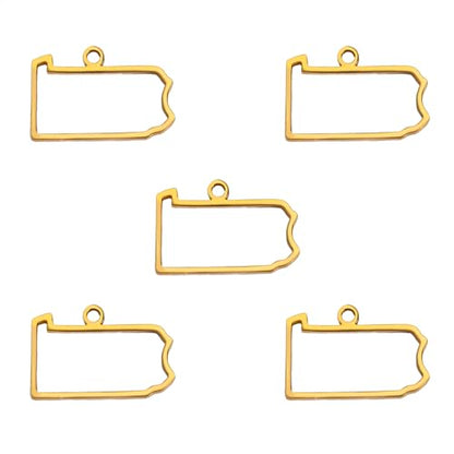 kkjoy 5Pcs Hollow Continents Maps of USA Pendant Charms for Jewelry Making and Crafting, Stainless Steel Mini Charm Craft Supplies Accessories for DIY Bracelet Necklace Earrings - color: Hollow Pennsylvania Map - Gold
