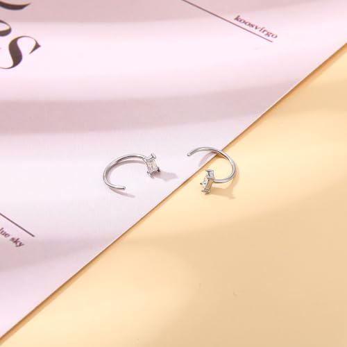 8 Pairs Stainless Steel Half Hoop Earrings | Huggie Hoop Earrings | Backless Earring for Women - color: Silver