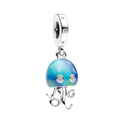 925 Sterling Silver Charms Pendants Mom Heart Dog koi fish Sea Turtle Football Charms for bracelet Pendants Beads Mom Sister Wife Family, Friends, Birthday gifts - style: Blue Jellyfish Pendant