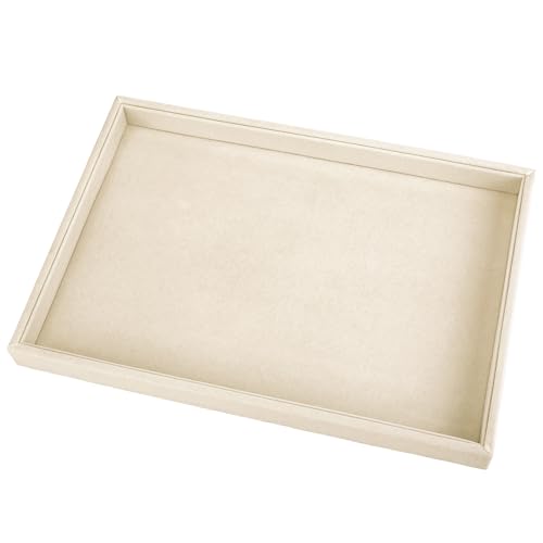24 Grid Jewelry Tray Velvet Jewelry Display Tray with Removable Dividers | Jewelry Organizer Stackable Trays for Earrings Necklaces Bracelet Rings Display Showcase - Light Khaki - color: Light Khaki
