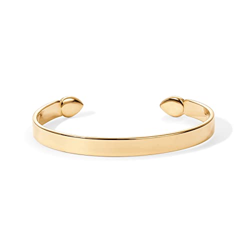 PAVOI 14K Gold Plated Stainless Steel Bangle Bracelets for Women | Inspirational Engraved Adjustable Mantra Cuff Bangle | Personalized Gift for Her Mom Sister | Birthday Gifts for Women - style: Plain
