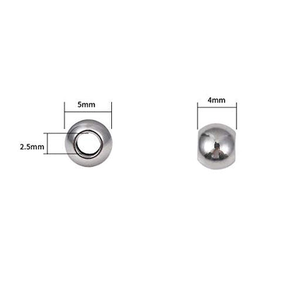 Stainless Steel Spacer Beads 5x4mm Round Loose Charm Caps Beads for DIY Jewelry Making 100pcs with 2.5mm Hole - color: 5x4mm 2.5mm