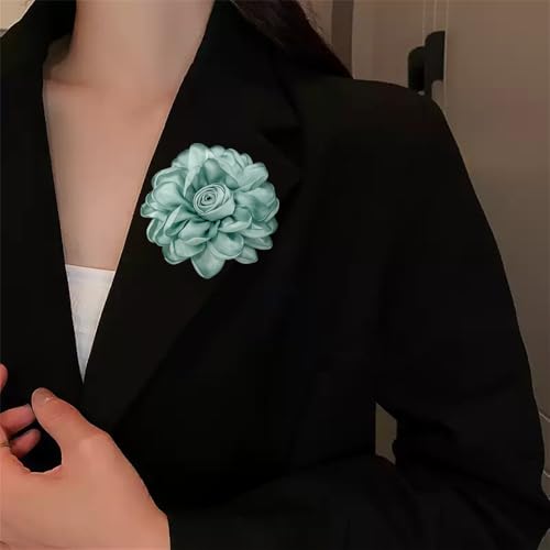 Dainty Fabric Rose Flower Large Brooch Lapel Pins Flower Brooches Pin Classic for Wedding Party Dance Banquet for Women Dress Suit Clothes Accessories Jewelry 100mm - color: Mint Green