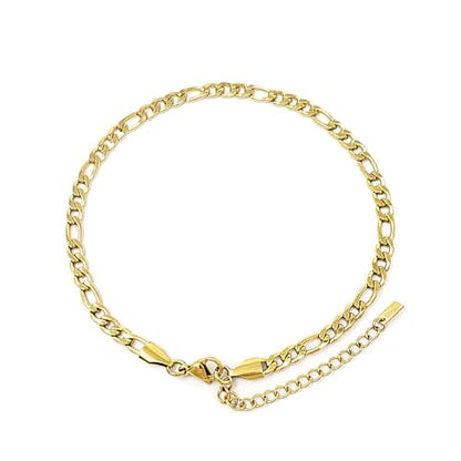 Stainless Steel Chain Ankle Bracelet for Women Adjustable Waterproof Anklet - color: Gold / 4.8mm Figaro