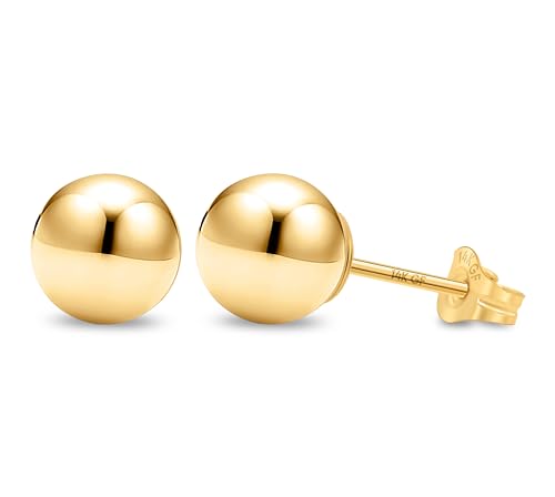 Kezef 14K Gold Filled Ball Stud Earrings for Women - Thick 14K Gold Layer, Hypoallergenic for Sensitive Ears, Round Studs | 3mm-9mm - style: 7mm