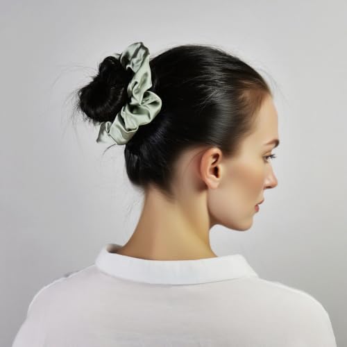 8Pcs Hair Clips and Scrunchies Set for Women - 4 Medium Non-Slip Matte Square Claw Clips, 4 Large Satin Scrunchies, Hair Accessories for Thick Thin Hair, Daily Use (Green) - color: Botanical Green Tones