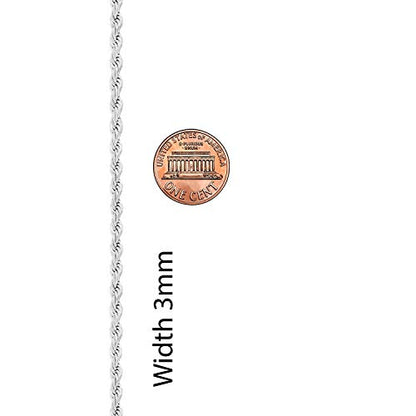 LIFETIME JEWELRY Womens Gold Anklet 3mm Rope Chain Ankle Bracelet 24k Real Gold Plated - color: White Gold