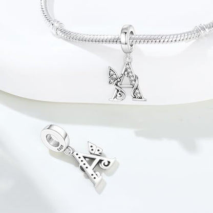 Gold Flower Family Charms for Bracelet Bead Charm for Women Jewelry Present - style: Letter A