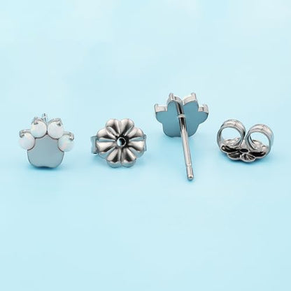 Limerencia G23 Pure Titanium Hypoallergenic Earrings | F136 Implant Grade Titanium Jewelry for Sensitive Ears - color: Cat Paws Opal