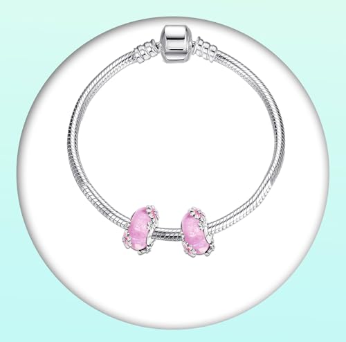 Annmors S925 Clip Spacer Safety Chain Stopper Charms for Pandora, Gift Mom Daughter Friend Sister Wife Grandma Girlfriend Fmaily On Christmas Mothers Valentines Halloween Graduation - color: G01-2Pcs Flower Murano Glass Spacers