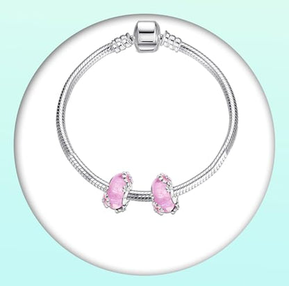 Annmors S925 Clip Spacer Safety Chain Stopper Charms for Pandora, Gift Mom Daughter Friend Sister Wife Grandma Girlfriend Fmaily On Christmas Mothers Valentines Halloween Graduation - color: G01-2Pcs Flower Murano Glass Spacers