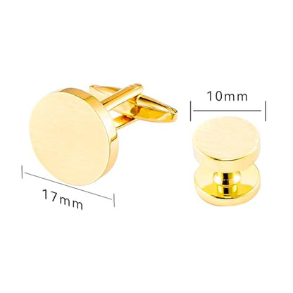 Cufflinks for Men and Tuxedo Shirt Studs Set with Gift Box Stainless Steel Cuff links - style: Golden