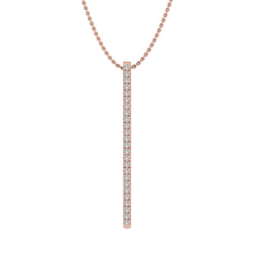 1/10 Carat Diamond Vertical Bar Pendant Necklace in 10K Solid Gold (Silver Chain Included) - color: Rose Gold