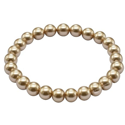 Amazing Gemstone Champagne Pearl Bracelet for Women Men's Gifts | Protection Healing Crystal Bracelet - 8mm Beaded Stretchable Bracelet Stocking Stuffers Mothers Day Gift - color: Champagne Pearl