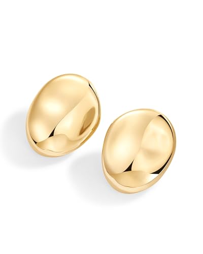 PAVOI 14K Gold Plated Sterling Silver Posts Chunky Vintage Organic Hammered Brushed and Textured Geometric Earrings for Women | Statement Earring Pair - style: Hammered
