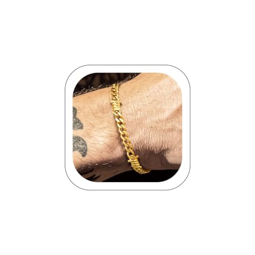 Bandmax Barbed Wire Chain Bracelets for Men Women Stainless Steel/Black/Gold Thorn Cuban Link Bracelet Adjustable Punk Emo Style Jewelry Gift - color: 06 5MM-Gold Plated