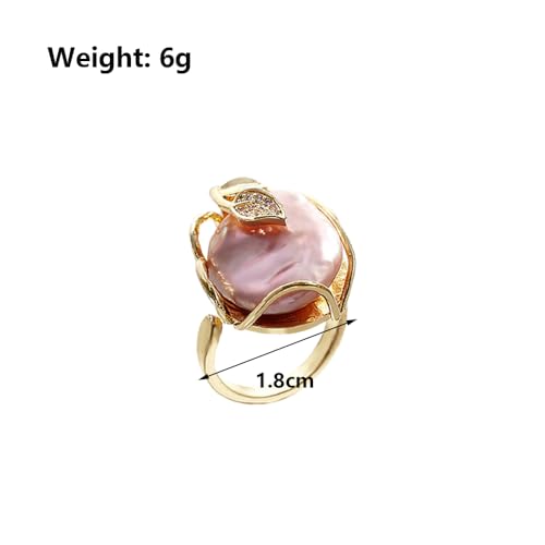 GIGB PBDK Gold Plated Baroque Pearl Ring for Women Fashion Chunky Irregular Pearl Knuckle Statement Ring Minimalist Promise Ring Bridal Wedding Charm Jewelry - color: Gold2