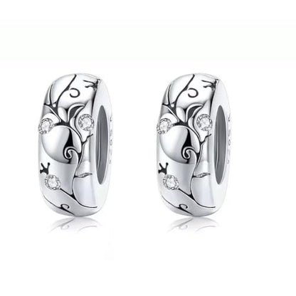 ARTCHARM Clasp Love Safety Chain Charm - Authentic 925 Sterling Silver Heart Beads - Fit European Style Bracelet - color: 2PCS Vine Spacer