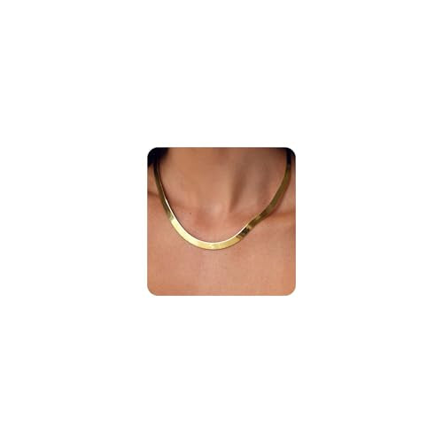 Gold Necklace for Women Chunky 14K Gold Plated Chain Necklace | Chunky Gold Necklace,Simple Paperclip Chain, Statement Choker Necklace,Non Tarnish,Trendy Jewelry,Gifts for Women - style: 6mm-snake chain-gd