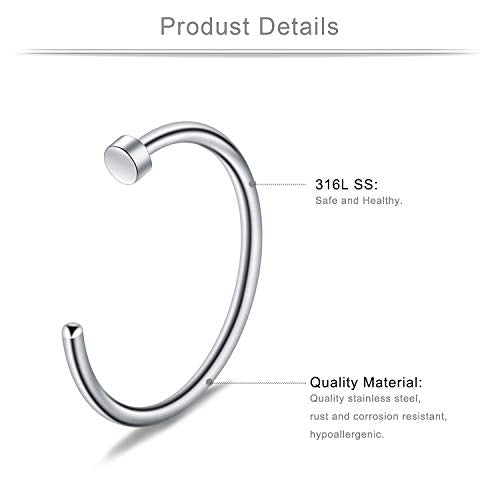 6-18pcs 18 Gauge Stainless Steel Body Jewelry Piercing Earrings Lip Nose Hoop Ring Unisex 6mm 8mm 10mm - color: 18PCS - Mix Color 1#