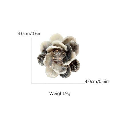 Dtja Large Blossom Flower Statement Ring for Women Silver Plated Colorful Resin Daisy Cherry Floral Adjustable Open Wrap Finger Rings Elegant Wedding Theme Party Jewelry - color: Black Grey