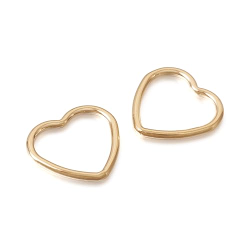 Elecrelive 5pcs 14K Gold Filled Heart Charms Hollow Linking Rings Open Back Bezel Frame Connector for Permanent Jewelry DIY Bracelet Necklace Making - color: Golden-Heart