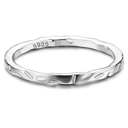 MILACOLATO S925 Sterling Silver Thumb Rings for Women Men Hammered Ring | 18K White Gold Plated Thin Plain Pinky Stackable Statement Band Ring, High Polished Hammered Rings Comfort Fit Size 6 to 11