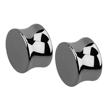 Pierced Owl - Hematite Stone Double Flared Plug Earrings, Sold as a Pair - style: 3mm (8GA)