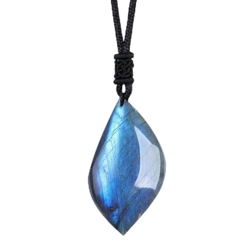 Anjiucc Natural Gemstone Tree of Life Black Obsidian/Golden Obsidian Pendant Necklace for Male and Female Necklace - color: Leaf Shaped