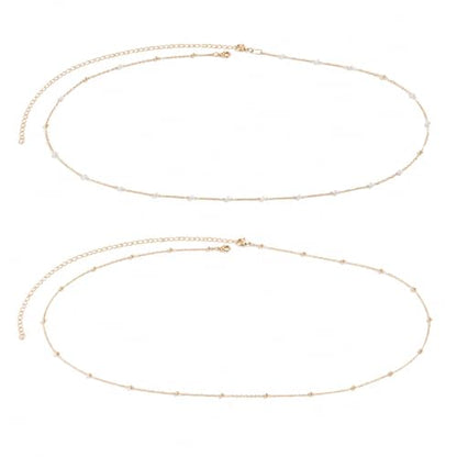 Gold Chain Belt for Women, 14K Gold Plated Layered Pearl Shell Belly Chain, Adjustable Gold Waist Chain and Beach Waist Chain Body Jewelry for Bikini Summer Outfits - color: Platinum