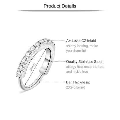 20G Nose Rings Hoops Studs, Stainless Steel Round CZ L Shaped Nose Screw Straight Studs, Hypoallergenic Diamond Double Nose Hoops, Clear Nose Rings For Women Men Nostril Piercing Jewelry - color: Silver