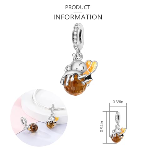 925 Sterling Silver Charms for Bracelets and Necklaces Lipstick and Perfume High Heels Dangle Pendants Heart Butterfly Bead Charms Halloween Christmas Gift for Womens - style: Honey jar Bee Dangle