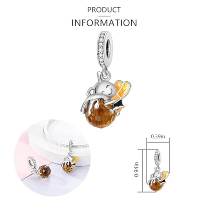 925 Sterling Silver Charms for Bracelets and Necklaces Lipstick and Perfume High Heels Dangle Pendants Heart Butterfly Bead Charms Halloween Christmas Gift for Womens - style: Honey jar Bee Dangle