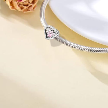 925 Sterling Silver Charms for Bracelets and Necklaces Lipstick and Perfume High Heels Dangle Pendants Heart Butterfly Bead Charms Halloween Christmas Gift for Womens - style: Cat Paw Print Bones Heart Bead Charms