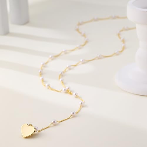 CAROVO Belly Waist Chain for Women 14K Gold Silver Plated Layered Body Chains Boho Cuban Figaro Pearl Heart Coin Satellite Bead Belly Chain Sexy Bikini Body Jewelry for Women Adjustable - style: E:Pearl Heart GD