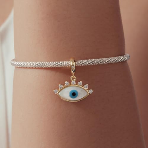 Animal Charms for Bracelets 925 Sterling Silver Bead Charms Bee Butterfly Fox Charm Fits Bracelets and Necklaces Cute Charms for Women - color: Evil eye