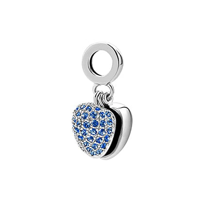 KunBead Daughter Heart I Love You Birthstone Dangle Charms Compatible with Pandora Bracelet Gift for Womens Birthday - color: Deep Blue