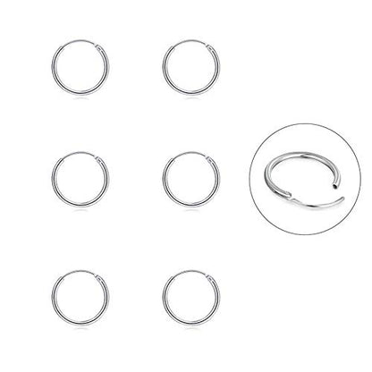 EPIRORA Silver Hoop Earrings- Cartilage Endless Small Hoop Earrings Set for Women Men, 3 Pairs of Hypoallergenic 925 Sterling Silver Tragus Earrings Nose Lip Rings - color: 3 Pairs(8mm*3)