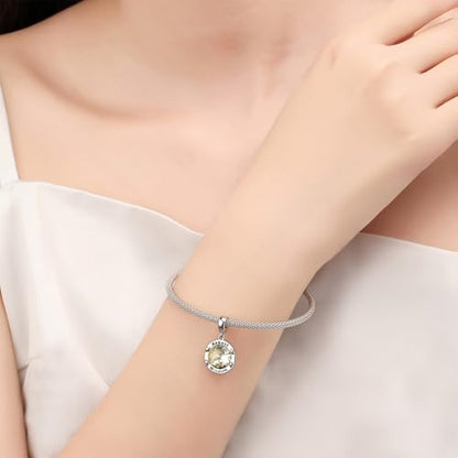 Birthstone Charms for Women Bracelets Birthday Bead Charms fit Pandora Bracelets Mothers Day Gifts for Women - color: 08-August(Peridot)