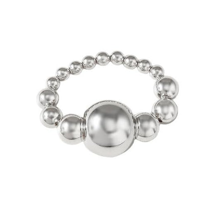 Acrylic Chunky Gold Beaded Bracelet for Women,Extra Big Round Ball Bead Chain Stretch Bracelet,Exaggerated Faux Pearl Bracelets Prom Party Jewelry - color: Silver