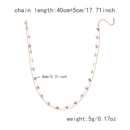 Harlermoon Natural Stone Layered Necklace for Women - 18K Gold Plated Stainless Steel Dainty Beaded Choker, Waterproof Tarnish Resistant Boho Summer Beach Jewelry Gift Box - color: Purple