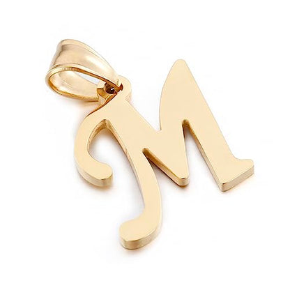 Initial Charms Gold Initial Pendant 14k Gold Letter Charm Name Pendant for Women and Men - style: M