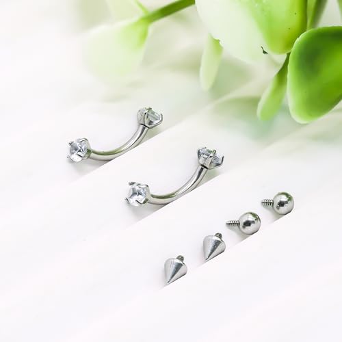 16G Eyebrow Piercing Jewelry Surgical Steel Internal Thread Curved Barbell Tiny Eyebrow Ring Vertical Labret Lip Jewelry Ear Rook Small Christmas Belly Button Ring for Women Men - color: white