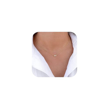 Diamond Pendant Necklaces for Women, Dainty 18k Gold/White Gold Plated Necklace, Gold/Silver Simple Choker Necklaces for Women, Trendy Jewelry Gifts - color: Rectangular -Gold