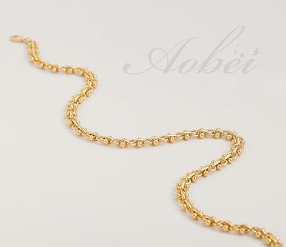 Aobei Pearl 18K Gold Plated Paperclip Chain Choker Satellite Chain Freshwater Cultured Biwa Pearl Pendant Necklace Dainty Turquoise Jewelry for Women - color: 18K Gold Plated OI Chain