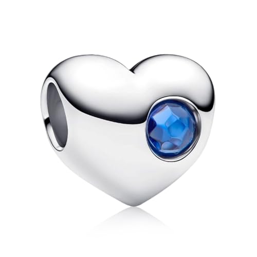 Birthstone Charm, Heart Charm Bead with CZ, for Anniversary Birthday Mothers Valentines Day Christmas Graduation, for Yourself Family Mom Friend Girlfriend Sister Grandma - style: Sept.